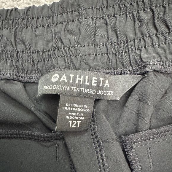 Athleta Brooklyn Jogger Pants Womens 12 Tall Black Zip Pockets Athletic 32x32 - Picture 3 of 16